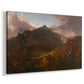 Canvas art print featuring a romantic scene with shifting weather over terrain, displayed at an angle
