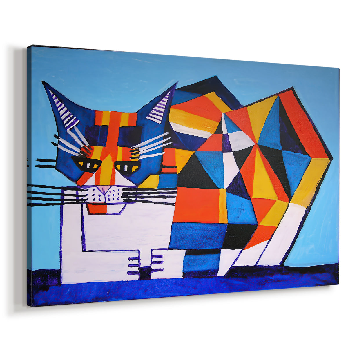 Canvas art print featuring a cubist-inspired composition with planes, displayed at an angle