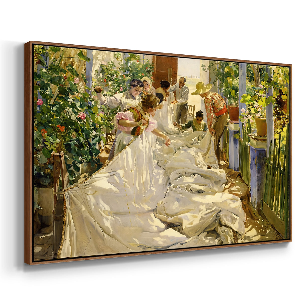 Sewing the Sail, 1896 - Floater Framed Canvas Print