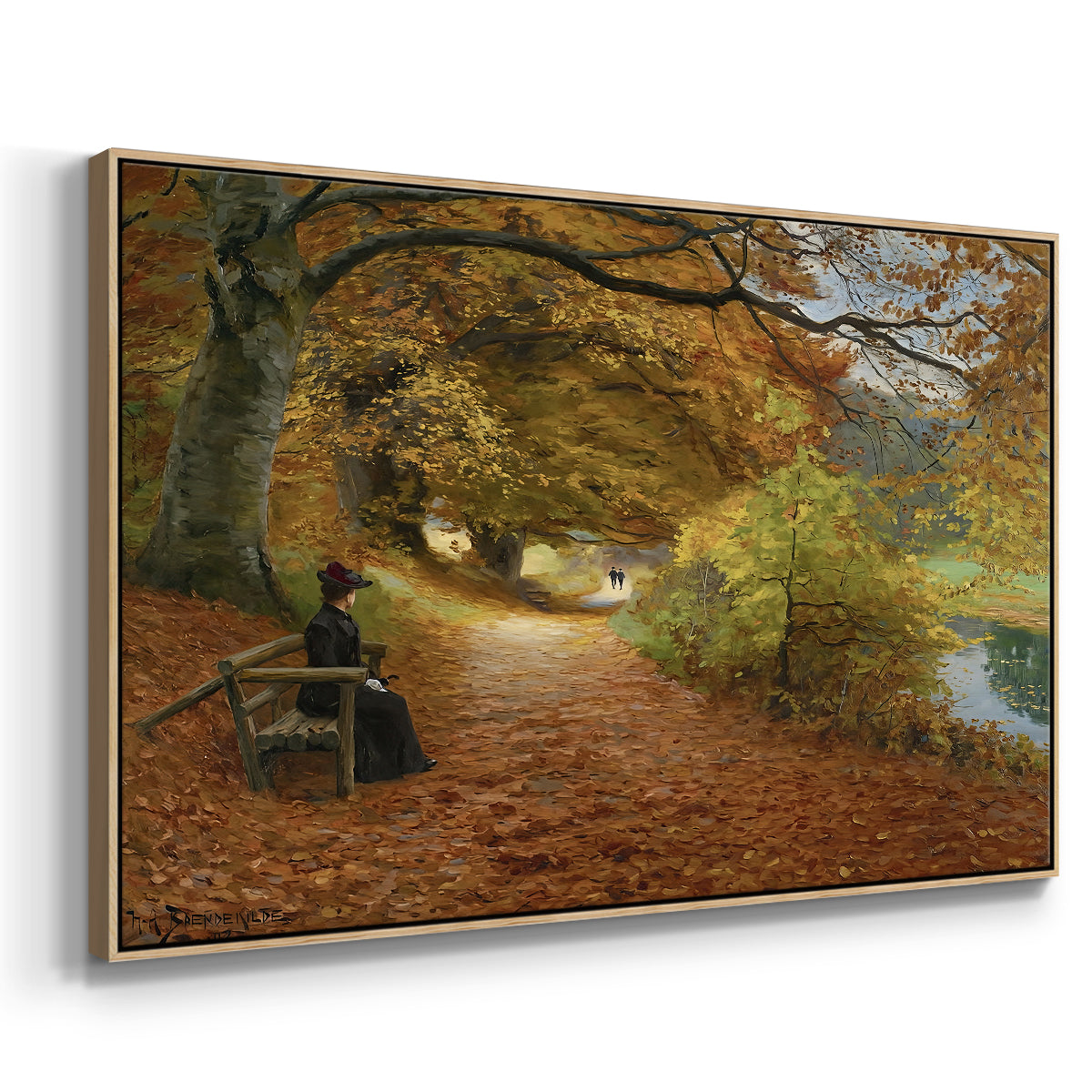 A Wooded Path in Autumn, 1902 - Floater Framed Canvas Print