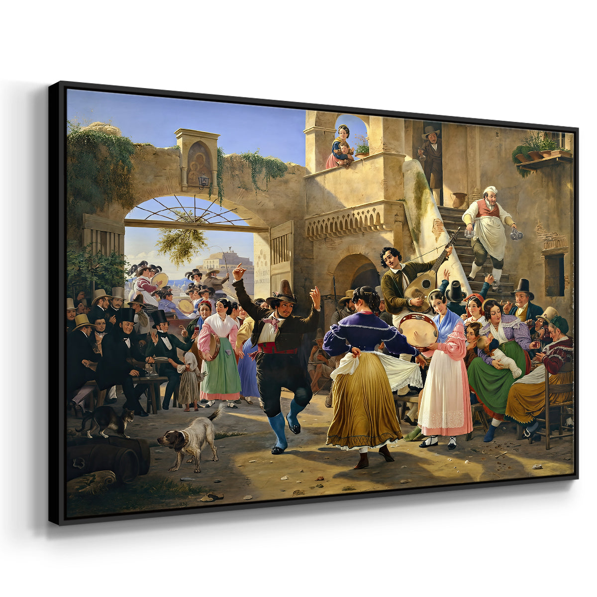Romans Gathered for Merriment at an Osteria, 1839 - Floater Framed Canvas Print