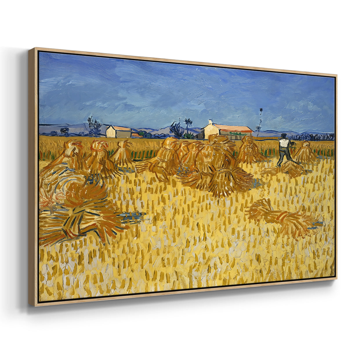 Wheat Field with Sheaves (Harvest in Provence), 1888 - Floater Framed Canvas Print