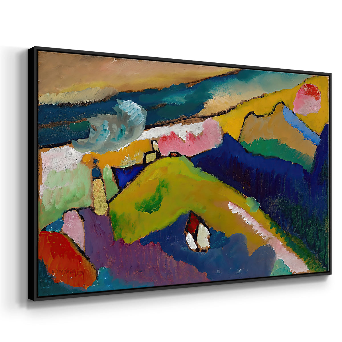 Murnau Mountain Landscape with Church, 1910 - Floater Framed Canvas Print