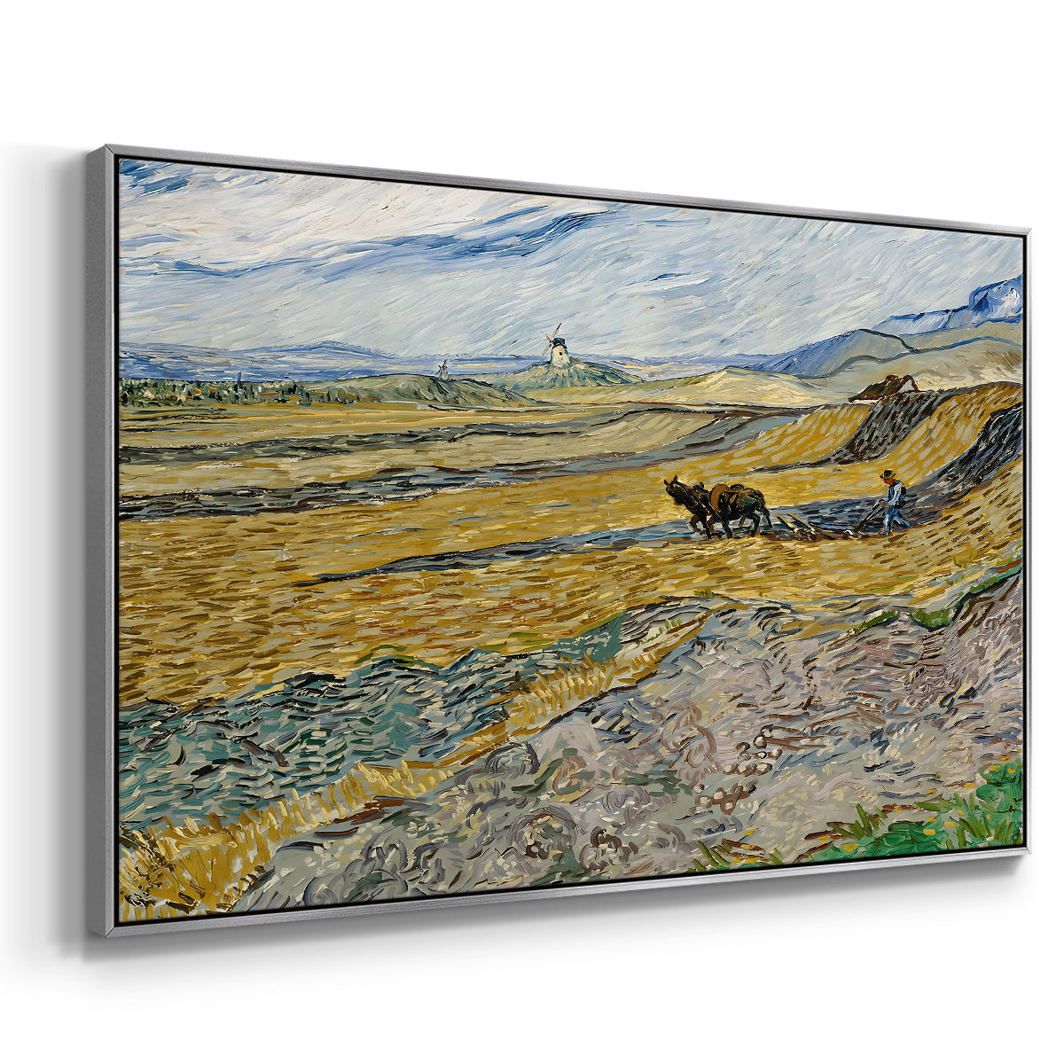 Enclosed Field with Ploughman, 1889 - Floater Framed Canvas Print