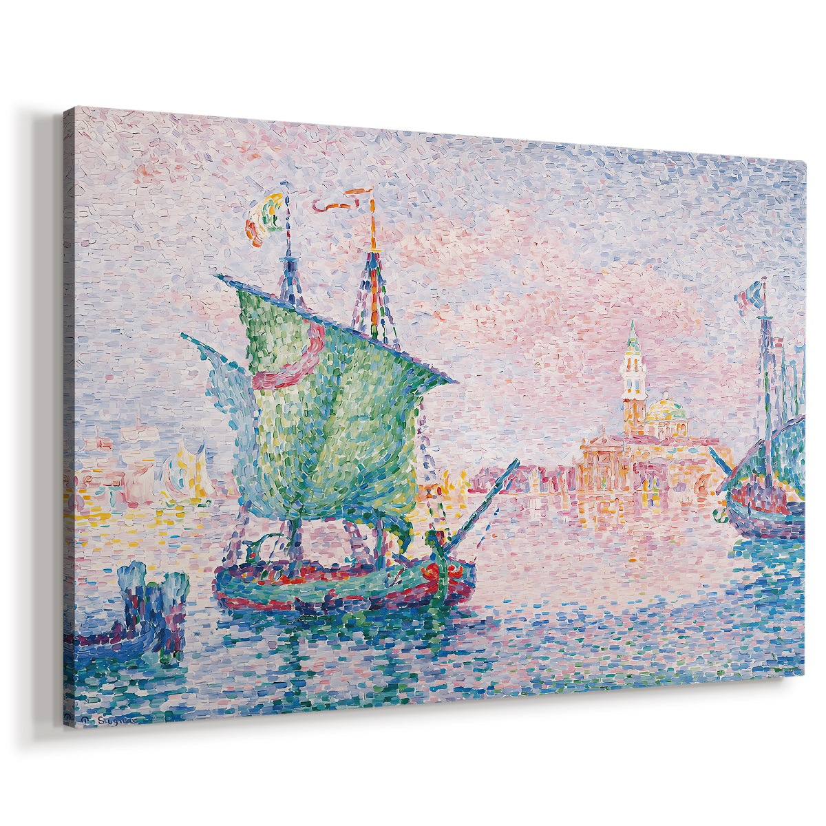 Canvas art print featuring an atmospheric coastal scene, displayed at an angle