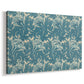 Canvas art print featuring a decorative textile design with stylized flowers and leaves, displayed at an angle