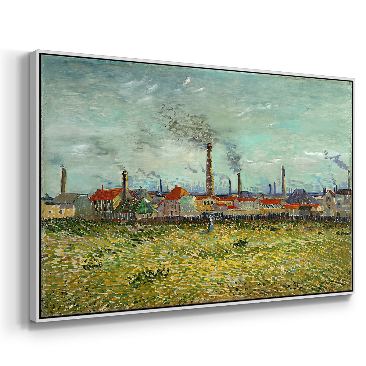 Factories at Clichy, 1887 - Floater Framed Canvas Print