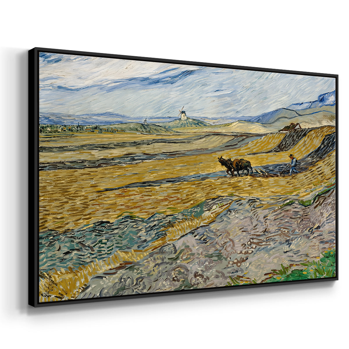 Enclosed Field with Ploughman, 1889 - Floater Framed Canvas Print