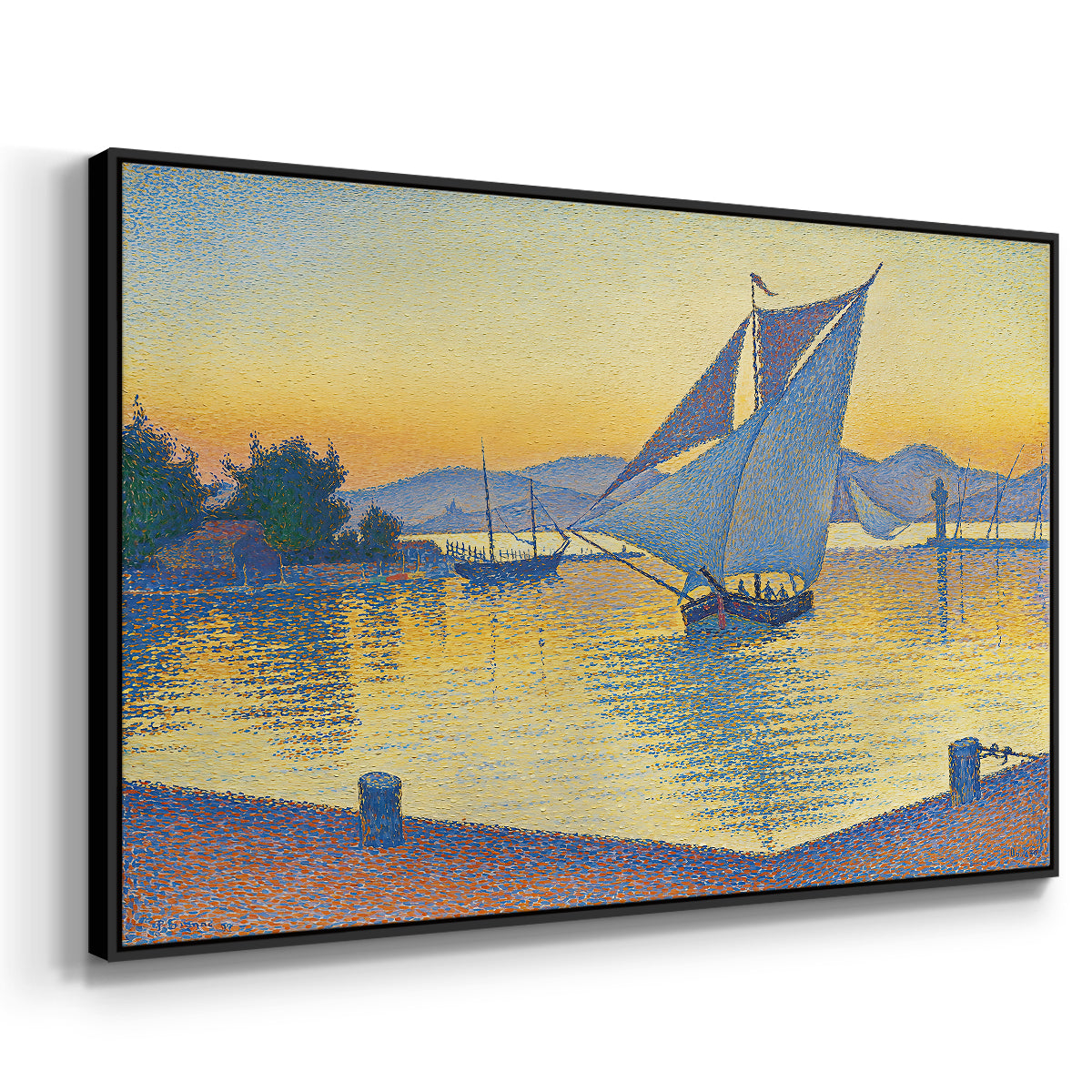 The Port at Sunset, Opus 236, Saint Tropez, 1892 - Floater Framed Canvas Print
