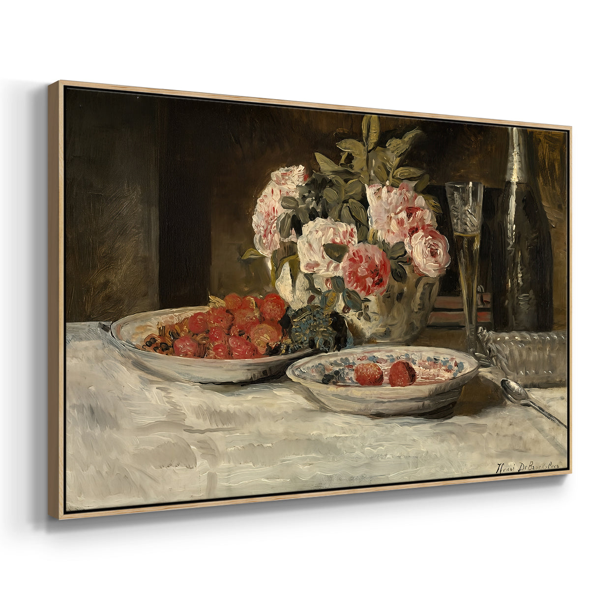 Strawberries and Champagne, c. 1881-1885 - Floater Framed Canvas Print