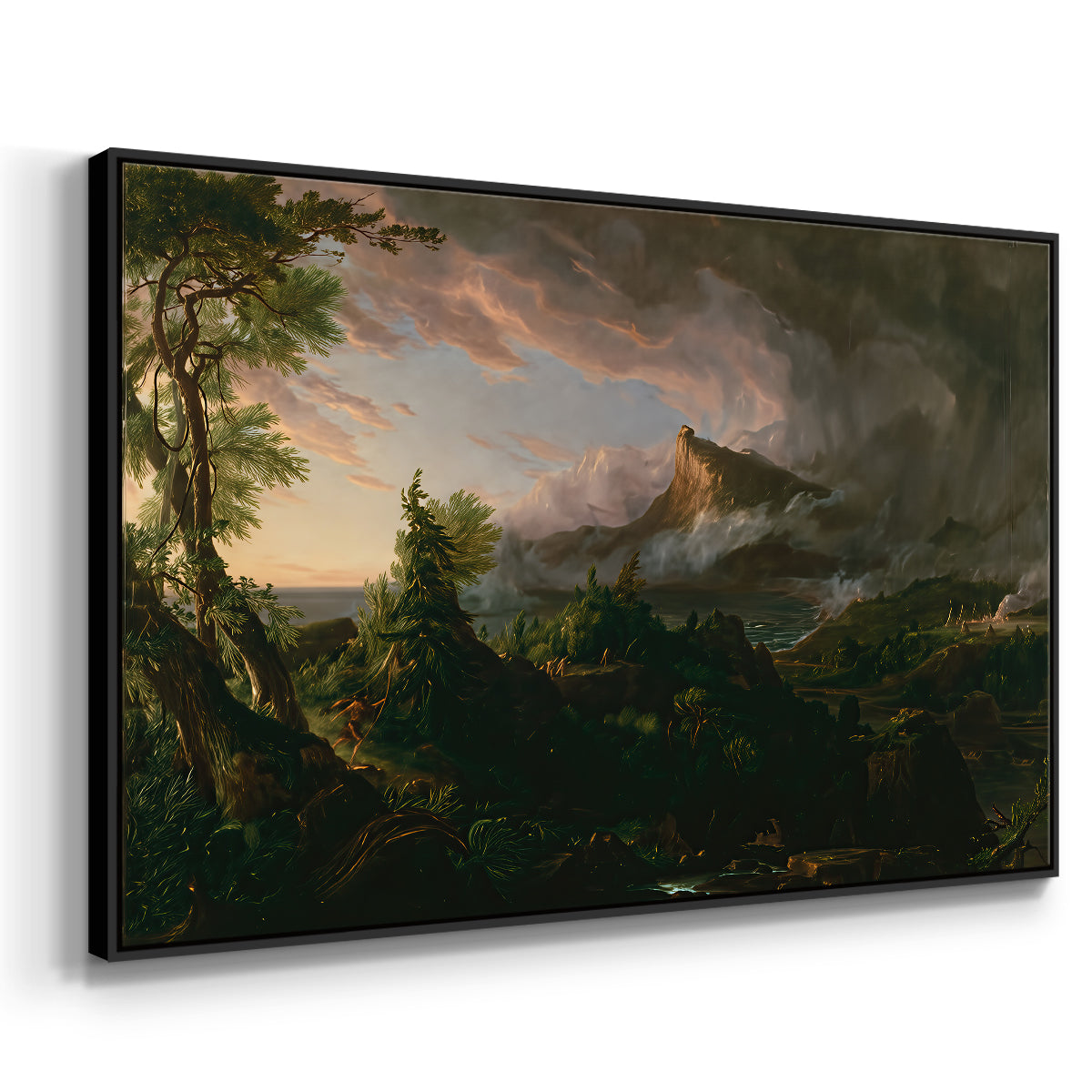 The Course of Empire: The Savage State, 1834 - Floater Framed Canvas Print