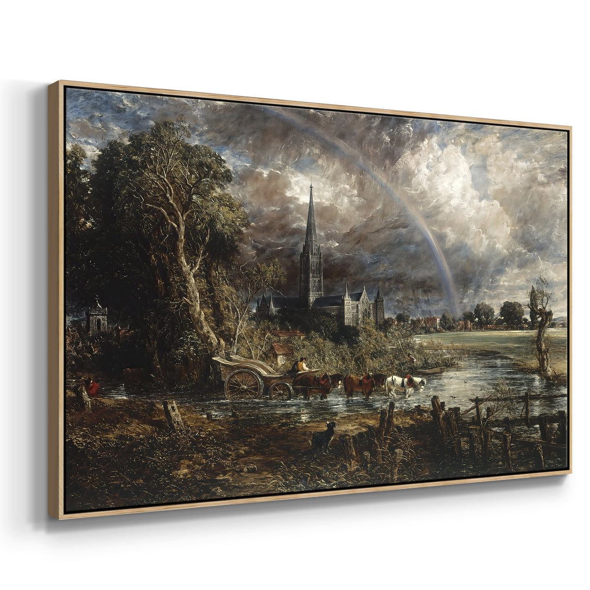Salisbury Cathedral from the Meadows (Detail), 1831 - Floater Framed Canvas Print
