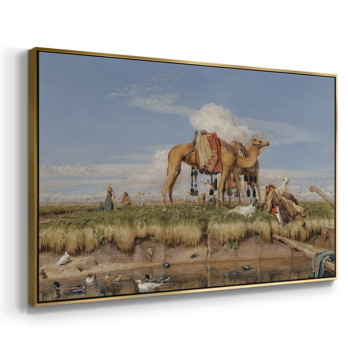 On the Banks of the Nile, Upper Egypt, 1876 - Floater Framed Canvas Print