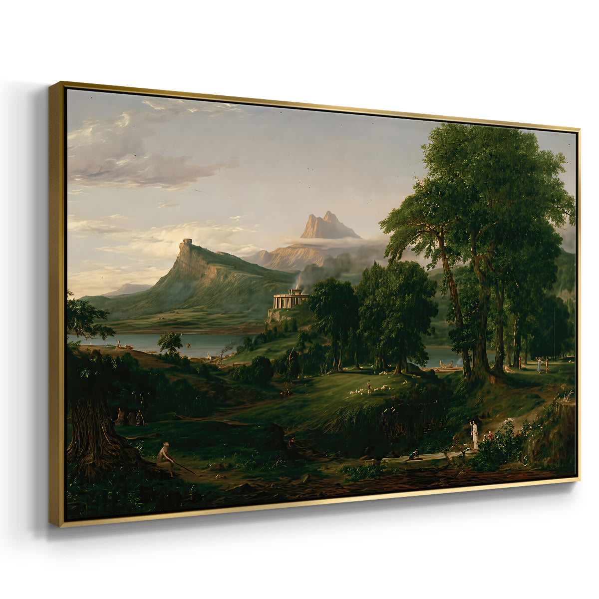 The Course of Empire: The Arcadian or Pastoral State, 1834 - Floater Framed Canvas Print
