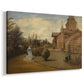 Canvas art print featuring an architectural scene showing residence in village setting, displayed at an angle