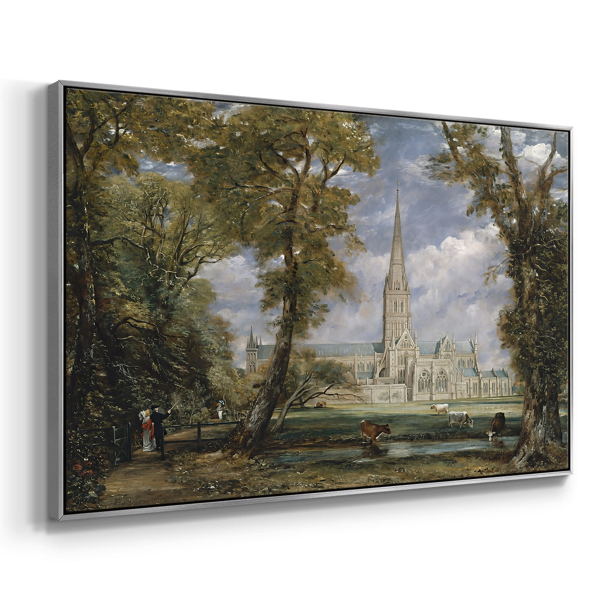 Salisbury Cathedral from the Bishop's Grounds, c. 1825 - Floater Framed Canvas Print