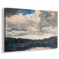 Canvas art print featuring a quiet inland water scene with isolated vessel, displayed at an angle