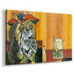 Canvas art print featuring a modern parody with human and animal, displayed at an angle