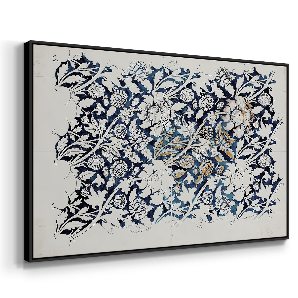 Watercolour for Printed Fabric Design: Wey, c. 1882-1883 - Floater Framed Canvas Print