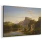 Canvas art print featuring a romantic scene with people enjoying nature in bright setting, displayed at an angle