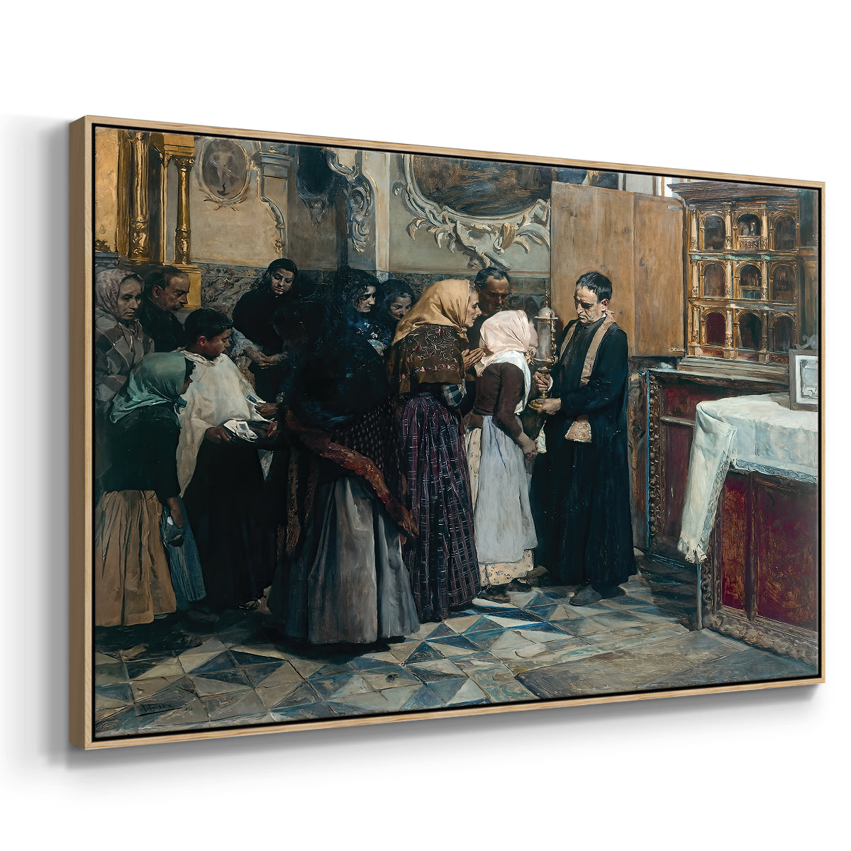 Kissing the Relic, 1893 - Floater Framed Canvas Print