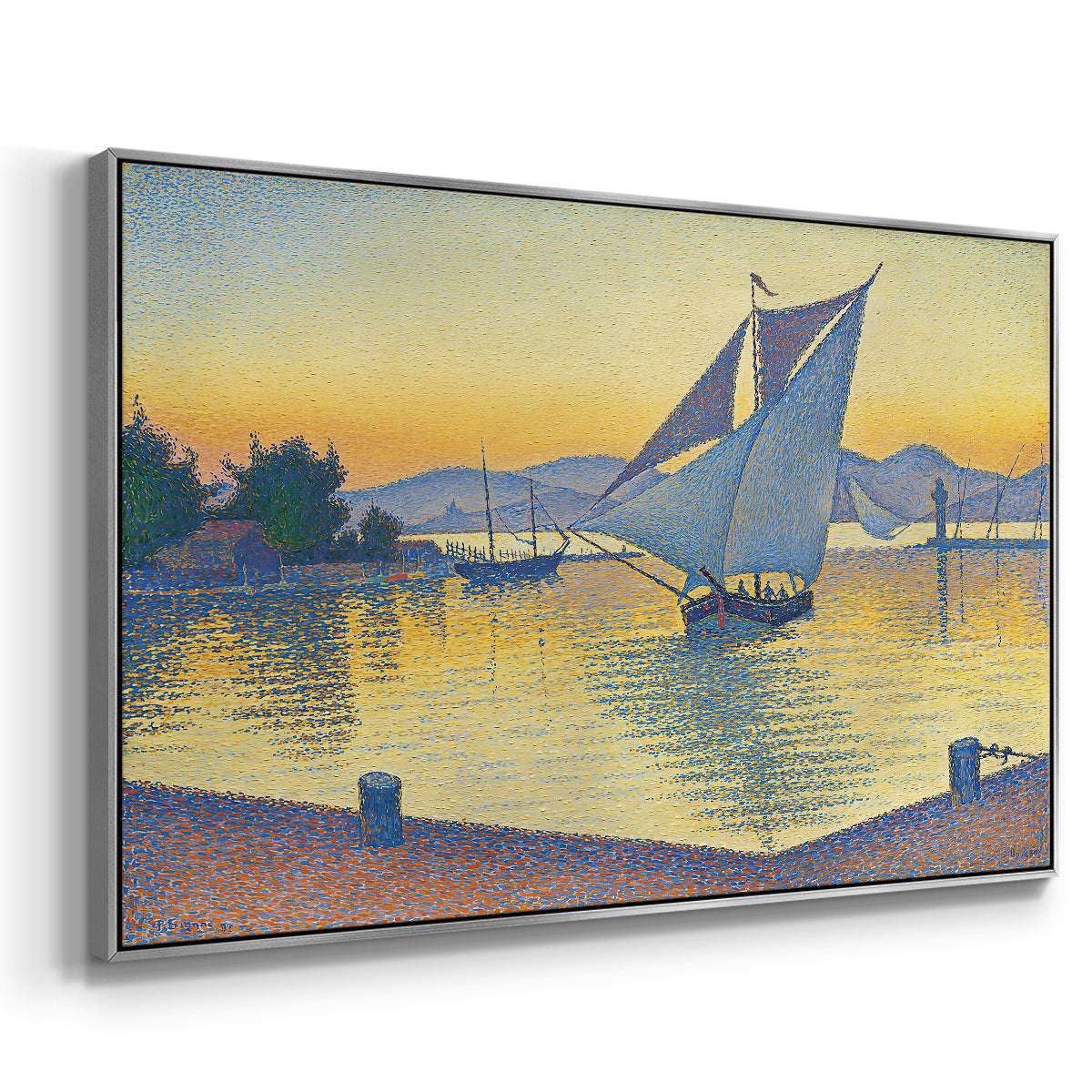 The Port at Sunset, Opus 236, Saint Tropez, 1892 - Floater Framed Canvas Print