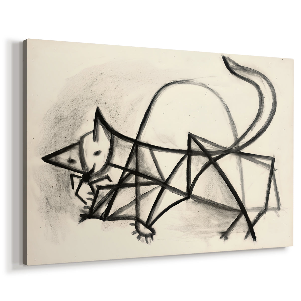 Canvas art print featuring a minimal animal study with contour lines, displayed at an angle