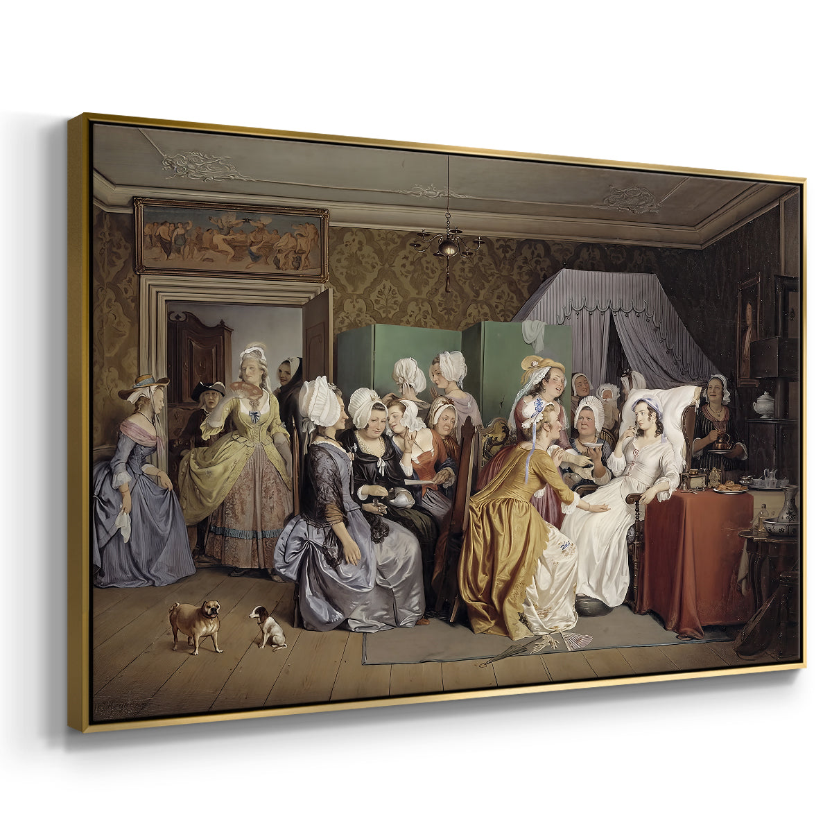 The Maternity Room (Scene from "Barselstuen"), 1845 - Floater Framed Canvas Print