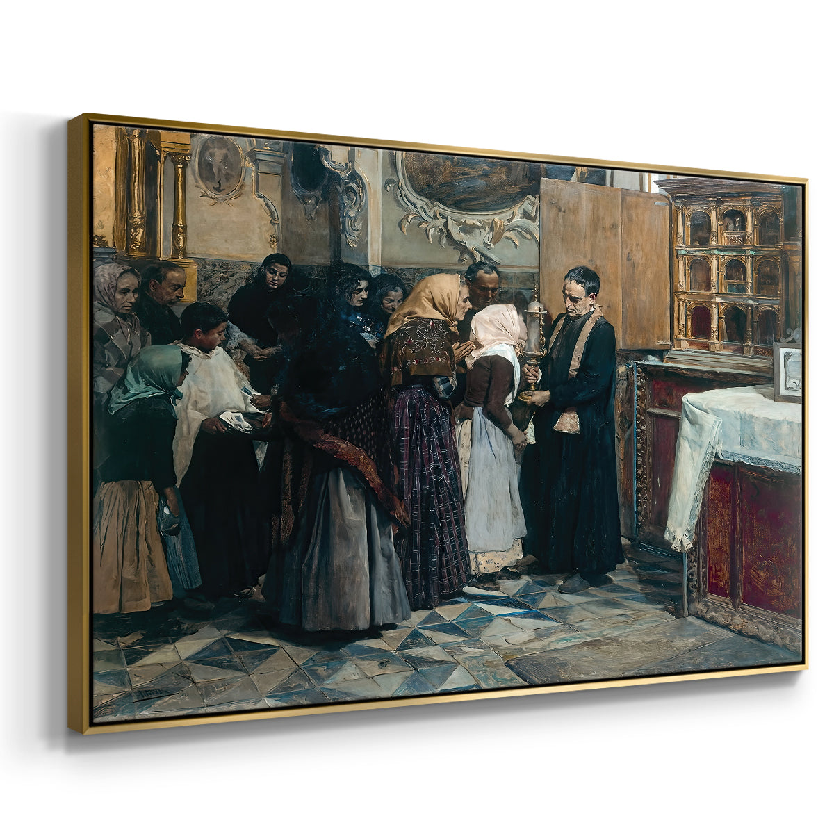 Kissing the Relic, 1893 - Floater Framed Canvas Print