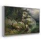 Eagles and Dying Stag on a Lakeshore, 1836 - Floater Framed Canvas Print