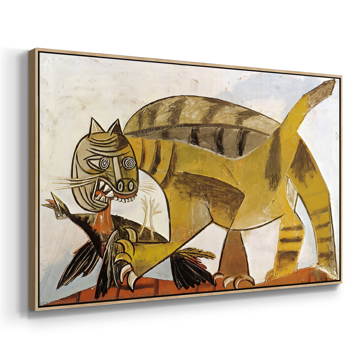 Cat Eating a Bird, 1939 - Floater Framed Canvas Print