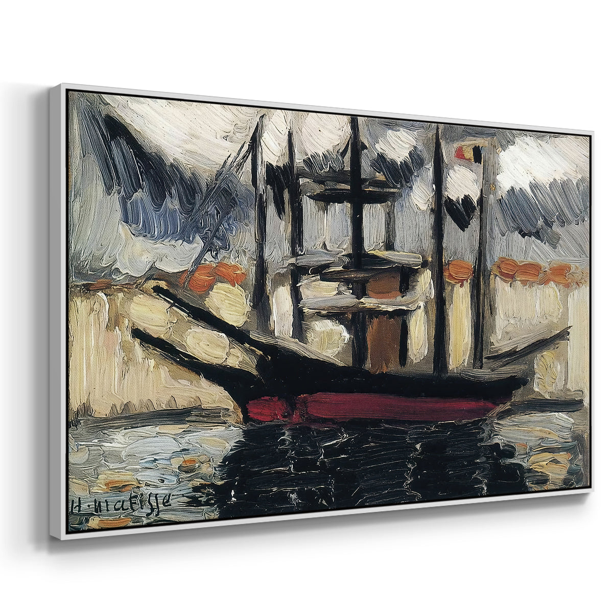 Two Boats Side by Side, Port of Marseilles, c. 1916 - Floater Framed Canvas Print