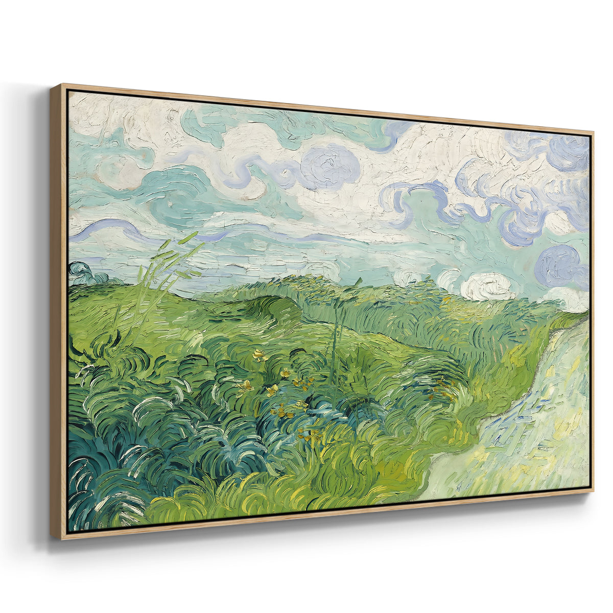 Green Wheat Field, Auvers, 1890 - Floater Framed Canvas Print