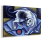 Canvas art print featuring a stylized animal with angular shapes, displayed at an angle
