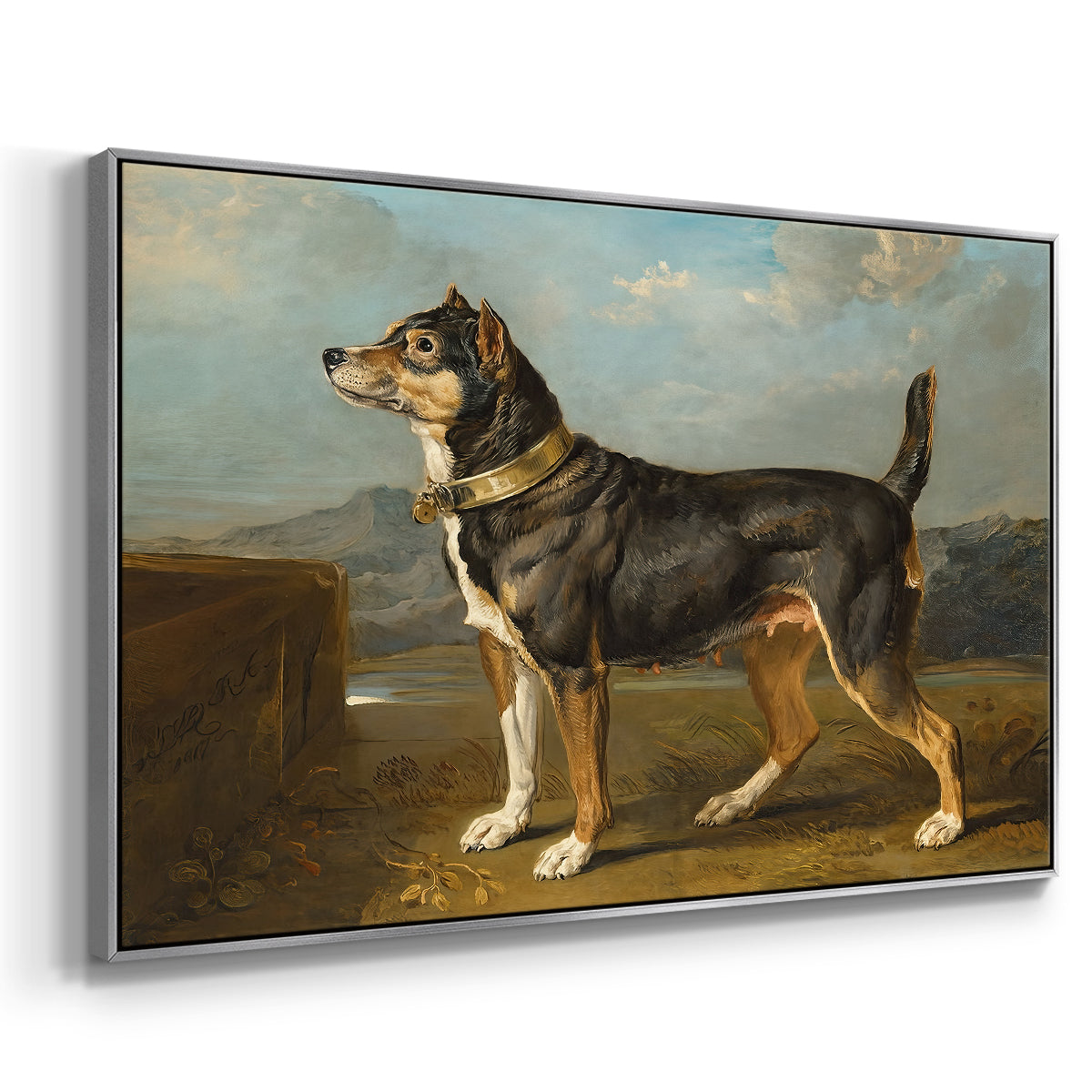 A Terrier in a Landscape, c. 1811 - Floater Framed Canvas Print