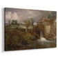 Canvas art print featuring a countryside scene with mill, displayed at an angle