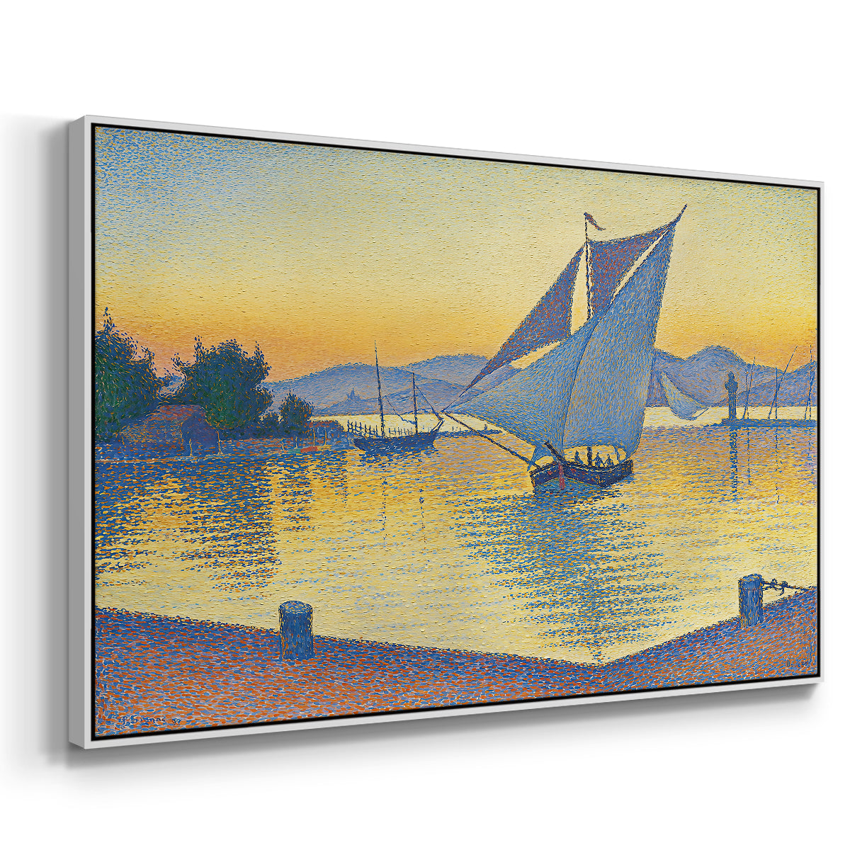 The Port at Sunset, Opus 236, Saint Tropez, 1892 - Floater Framed Canvas Print