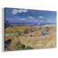 Canvas art print featuring a rural labor scene with reaper among crops, displayed at an angle