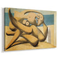 Canvas art print featuring a cubist-style composition of figures interacting at seaside, displayed at an angle