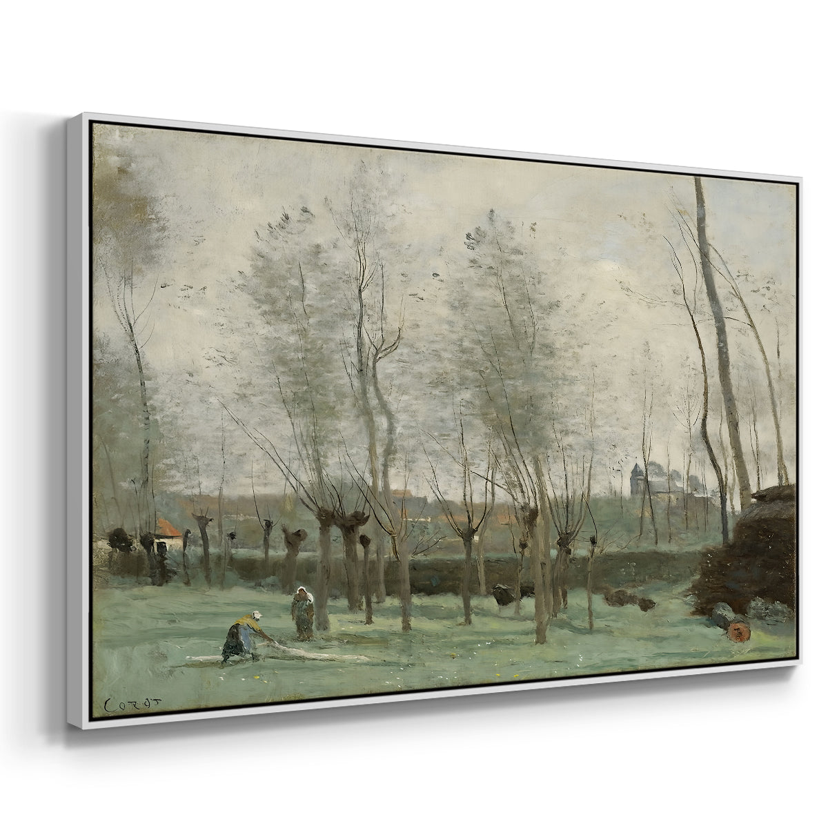 Washerwomen in a Willow Grove, c. 1871 - Floater Framed Canvas Print