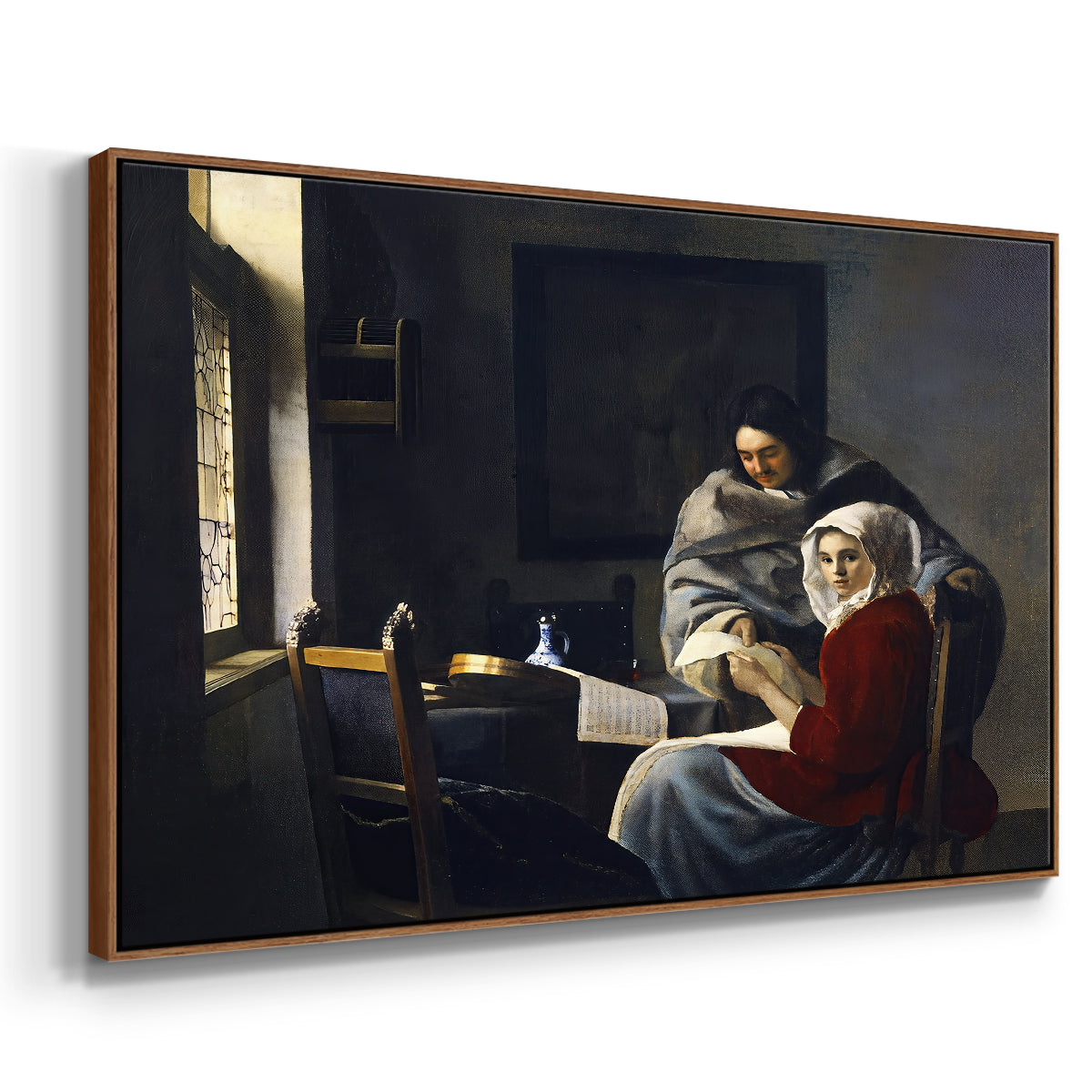 Girl Interrupted at Her Music, c. 1658-1659 - Floater Framed Canvas Print