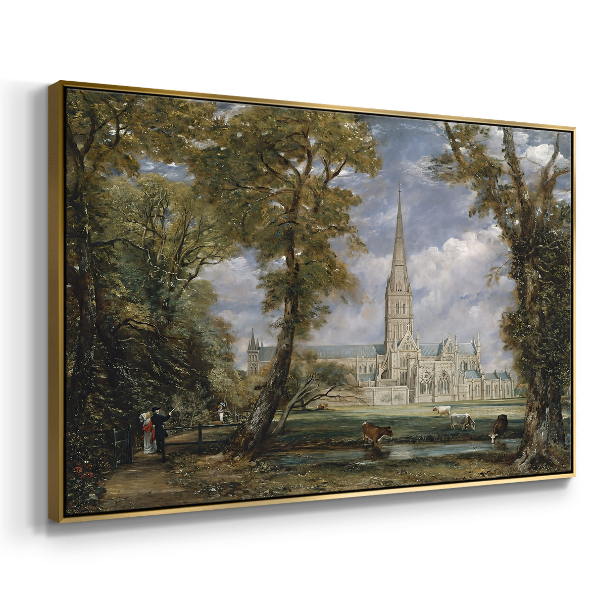 Salisbury Cathedral from the Bishop's Grounds, c. 1825 - Floater Framed Canvas Print