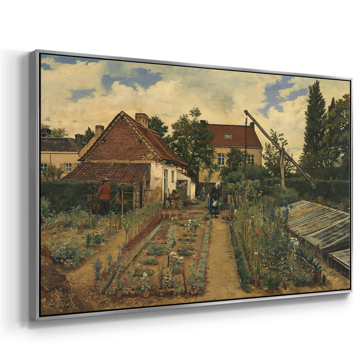 Garden of a Florist (The Flower Garden), 1864 - Floater Framed Canvas Print
