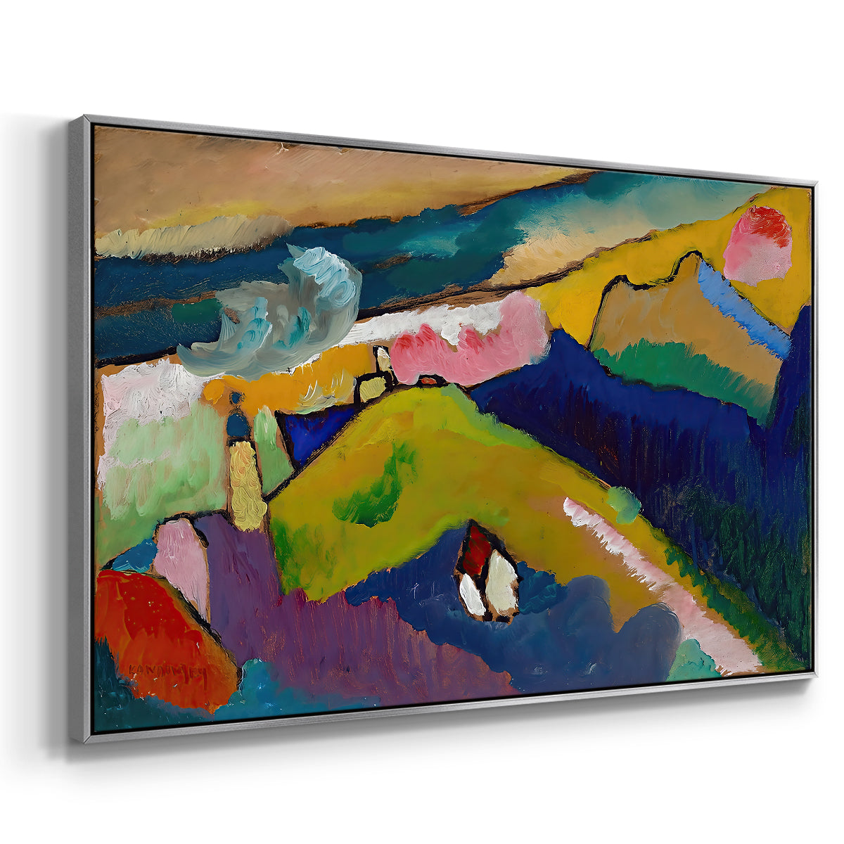 Murnau Mountain Landscape with Church, 1910 - Floater Framed Canvas Print