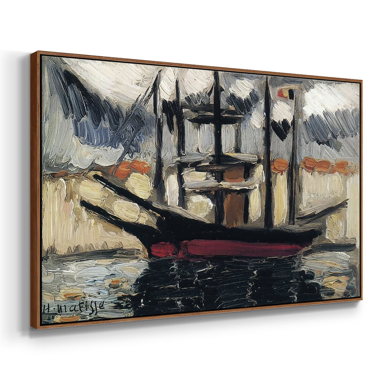 Two Boats Side by Side, Port of Marseilles, c. 1916 - Floater Framed Canvas Print