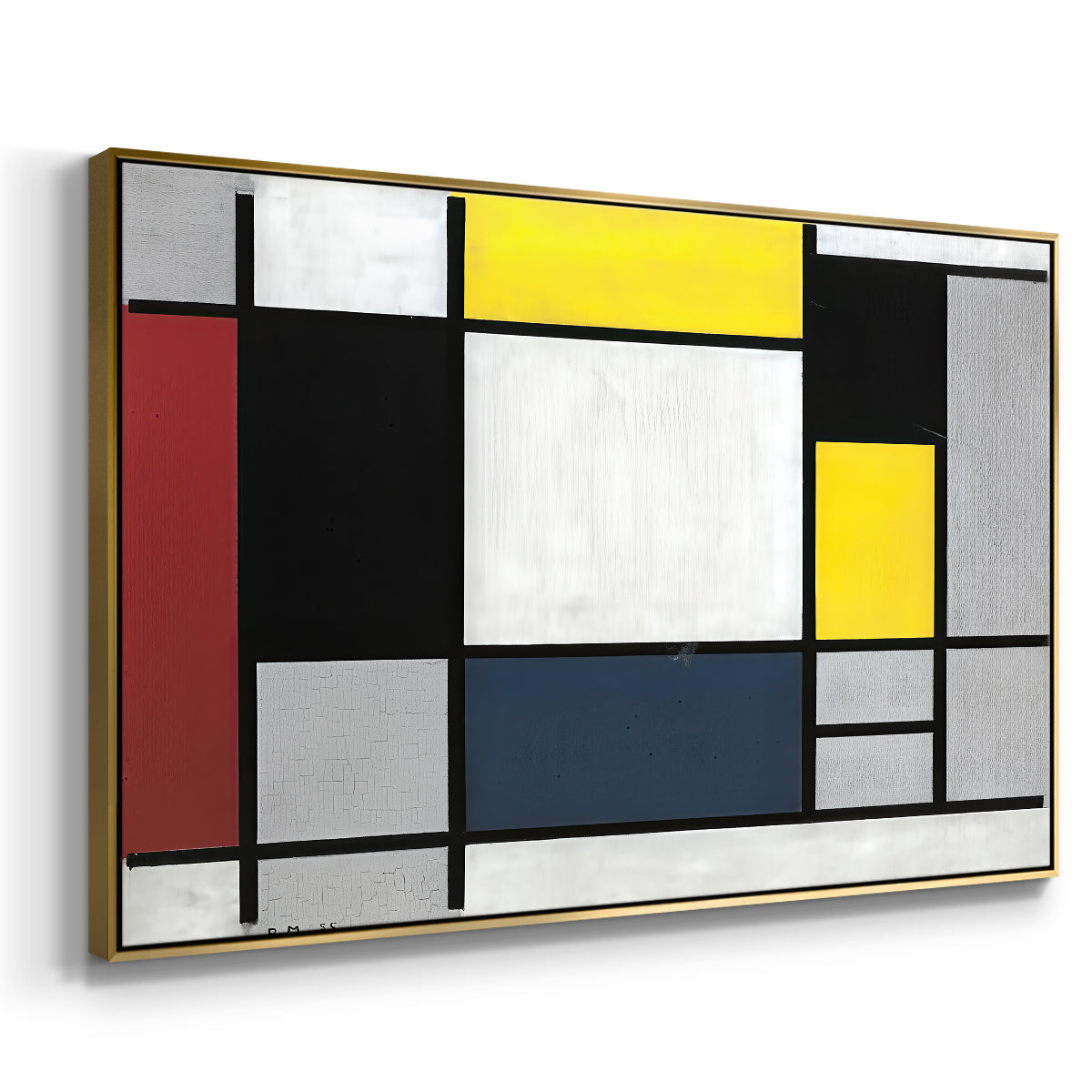 Composition with Yellow, Red, Black, Blue, and Gray, 1920 - Floater Framed Canvas Print