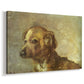 Canvas art print featuring an impressionist-style portrait of dog with loose texture, displayed at an angle