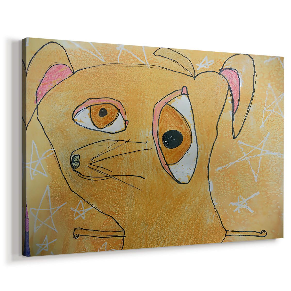 Canvas art print featuring a cubist animal with fragmented forms, displayed at an angle