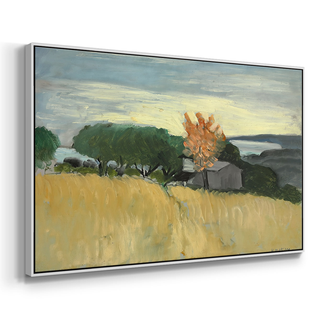 Fields of Wheat in Cagnes, 1918 - Floater Framed Canvas Print