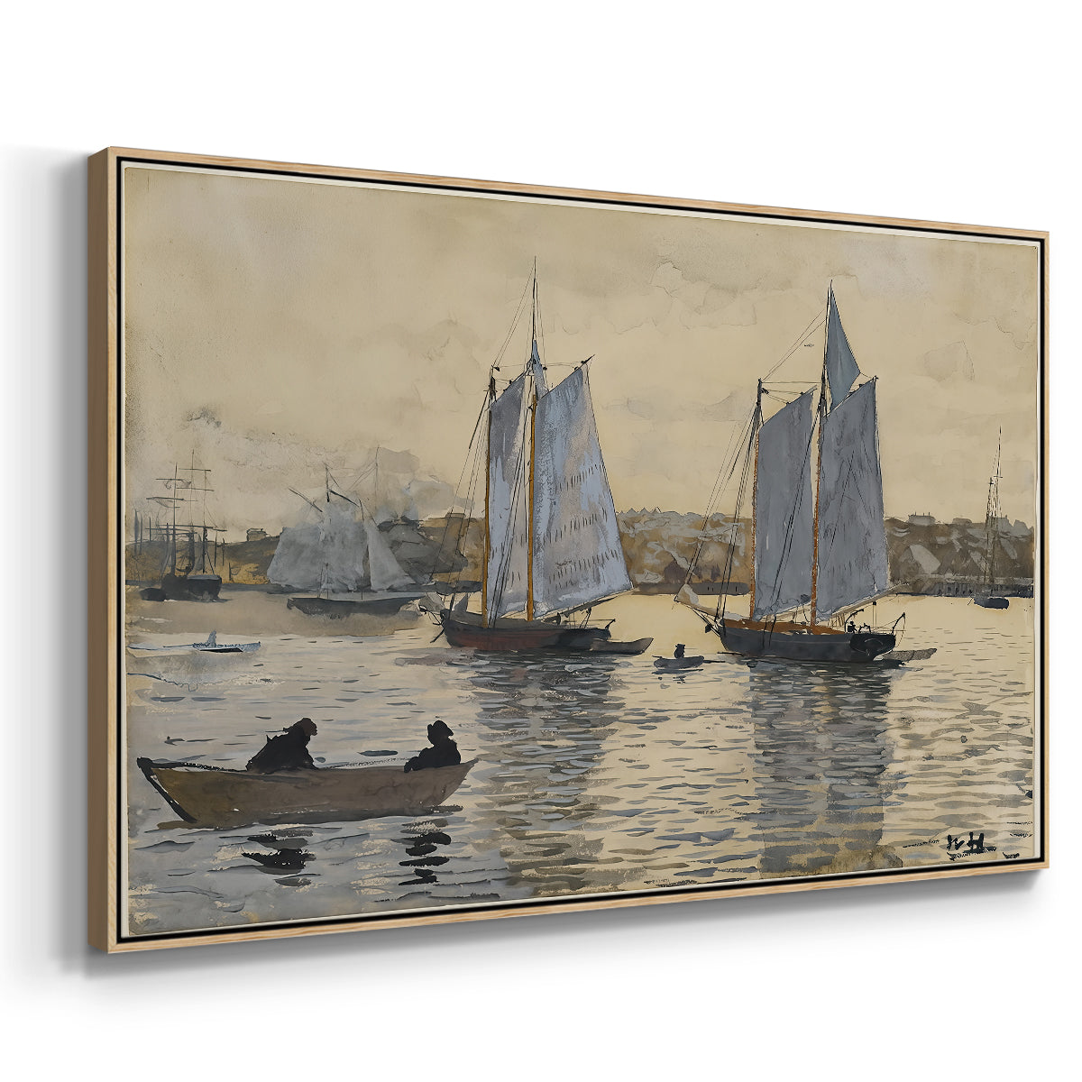 Two Schooners, Gloucester, c. 1880 - Floater Framed Canvas Print